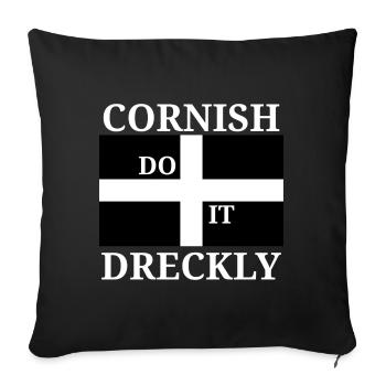 Cornish Dreckly White - Sofa pillowcase 17,3'' x 17,3'' (45 x 45 cm) - black - Front