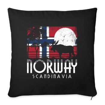RETRO NORWAY SCANDINAVIA NOREG NORGE NORWEGIAN - Sofa pillowcase 17,3'' x 17,3'' (45 x 45 cm) - black - Front