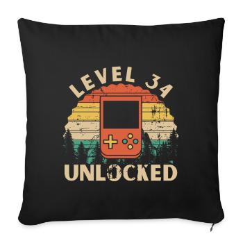 Level 34 Unlocked - Sofa pillowcase 17,3'' x 17,3'' (45 x 45 cm) - black - Front