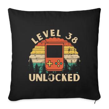 Level 38 Unlocked - Sofa pillowcase 17,3'' x 17,3'' (45 x 45 cm) - black - Front