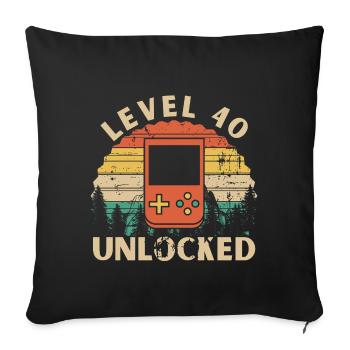 Level 40 Unlocked - Housse de coussin décorative 45 x 45 cm - noir - Devant