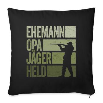 Ehemann Opa Jäger Held Rotwild Jagd Jagen Lustig - Sofakissenbezug 45 x 45 cm - Schwarz - Vorne