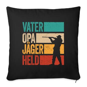Vater Opa Jäger Held Rotwild Jagd Jagen Lustig - Sofakissenbezug 45 x 45 cm - Schwarz - Vorne