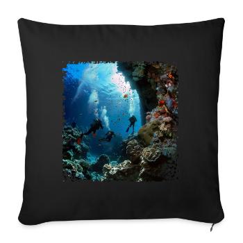 Explore the underwater world with diving - Sofa pillowcase 17,3'' x 17,3'' (45 x 45 cm) - black - Front
