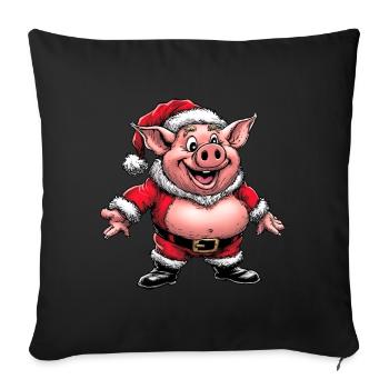 Noël cochon - Housse de coussin décorative 45 x 45 cm - noir - Devant