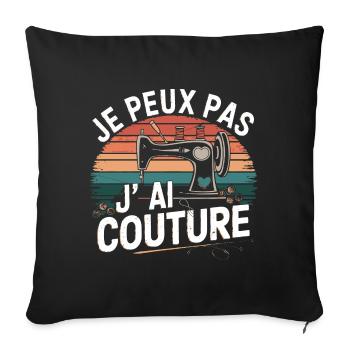 Sewing, my passion - authentic vintage look - Sofa pillowcase 17,3'' x 17,3'' (45 x 45 cm) - black - Front