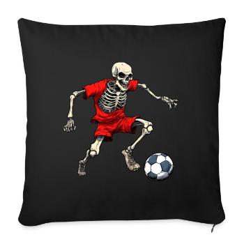 Skeleton Footballer (red) - Sofa pillowcase 17,3'' x 17,3'' (45 x 45 cm) - black - Front