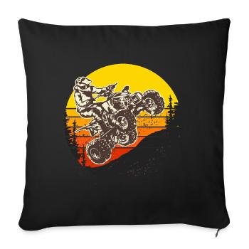 motocross quad moto cross motos quad - Housse de coussin décorative 45 x 45 cm - noir - Devant