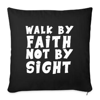 Walk by Faith Church Jésus-Christ Christian - Housse de coussin décorative 45 x 45 cm - noir - Devant