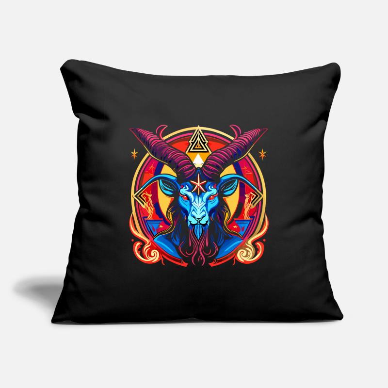 Baphomet - Lucifer - Diable - Satan - 666 Housse de coussin décorative 45 x 45 cm