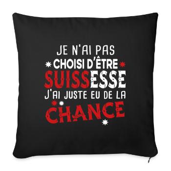 Suissesse Suisse Femme Chance Pays Cadeau Humour - Housse de coussin décorative 45 x 45 cm - noir - Devant