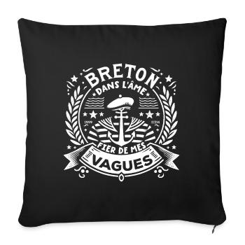 breton dans l'âme fier de mes vagues,marin breton - Housse de coussin décorative 45 x 45 cm - noir - Devant