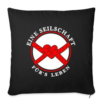Seilschaft Klettern Kletterpartner "Toprope" - Sofakissenbezug 45 x 45 cm - Schwarz - Vorne