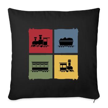 Modeleisenbahn Zug Eisenbahn retro-Lok - Sofakissenbezug 45 x 45 cm - Schwarz - Vorne