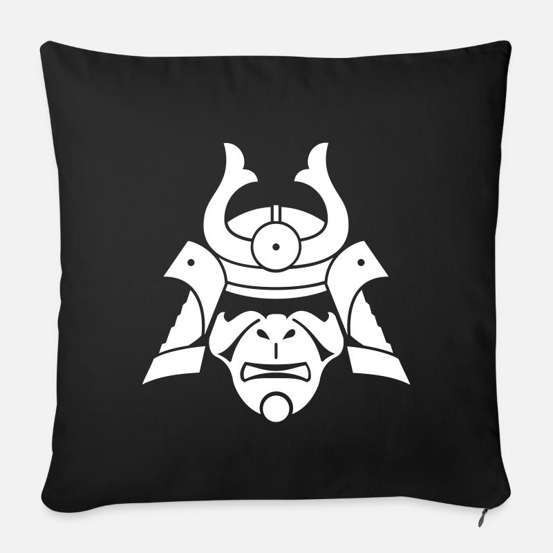 masque Samurai - Housse de coussin décorative 45 x 45 cm - noir