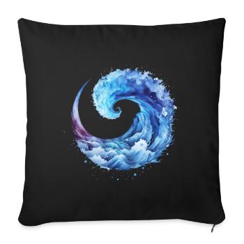 Vague bleue, eau, surf, mer, été, vagues - Housse de coussin décorative 45 x 45 cm - noir - Devant