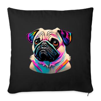 Tête de carlin Carlin Graffiti - Housse de coussin décorative 45 x 45 cm - noir - Devant