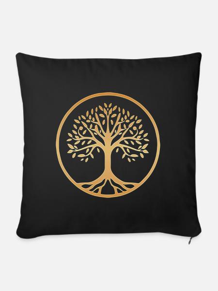 Baum des Lebens, keltisch nordisch spirituell Yoga - Sofakissenbezug 45 x 45 cm - Schwarz
