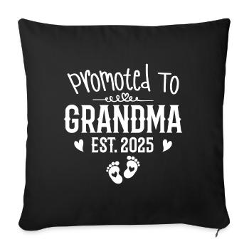 Promoted To Grandma 2025 New Grandma Grandmother - Housse de coussin décorative 45 x 45 cm - noir - Devant