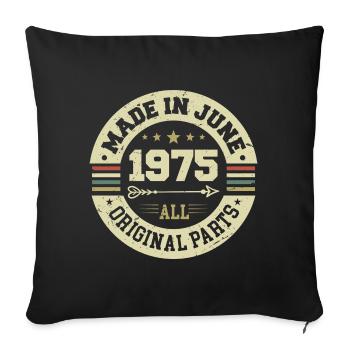 Juin 1975 Cadeau d’anniversaire juin 1975 Juin 1975 - Housse de coussin décorative 45 x 45 cm - noir - Devant