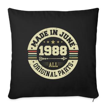 June 1988 Birthday Present June 1988 June 1988 - Sofa pillowcase 17,3'' x 17,3'' (45 x 45 cm) - black - Front