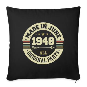 Juin 1948 Cadeau d’anniversaire Juin 1948 Juin 1948 - Housse de coussin décorative 45 x 45 cm - noir - Devant