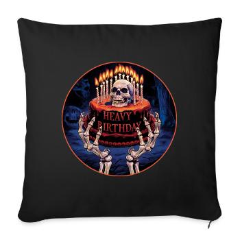 Heavy Birthday Knochenhand mit Torte - Sofakissenbezug 45 x 45 cm - Schwarz - Vorne