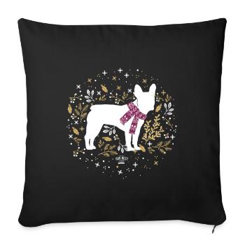 French Bulldog Winter - Sofakissenbezug 45 x 45 cm - Schwarz - Vorne