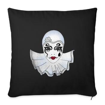 Carnaval blanc Pierrot illustration de Venise - Housse de coussin décorative 45 x 45 cm - noir - Devant