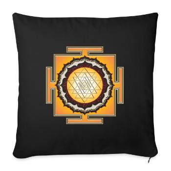 Shri Yantra - conducteur de l'énergie, bouddhisme - Housse de coussin décorative 45 x 45 cm - noir - Devant