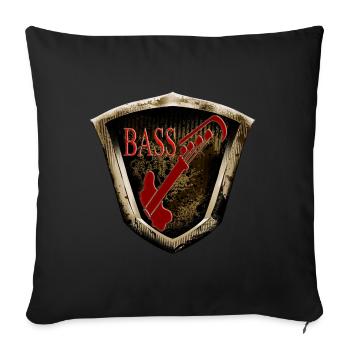 Bass Gitarre in Goldrahmen - Sofakissenbezug 45 x 45 cm - Schwarz - Vorne