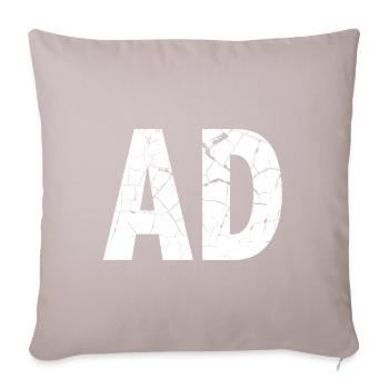 Distressed Vintage AD Schriftzug Werbung - Sofakissenbezug 45 x 45 cm - helles Taupe - Vorne