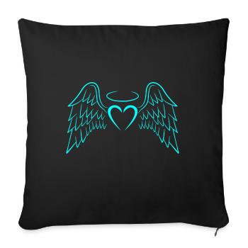 Nouveau vecteur d'ailes d'ange de coeur - Housse de coussin décorative 45 x 45 cm - noir - Devant