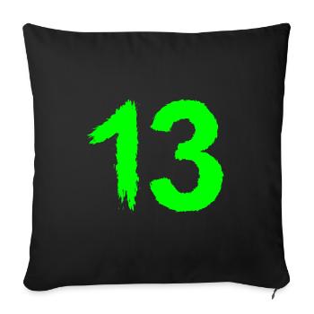 Zahl 13 Lieblingszahl Bürste - Sofakissenbezug 45 x 45 cm - Schwarz - Vorne