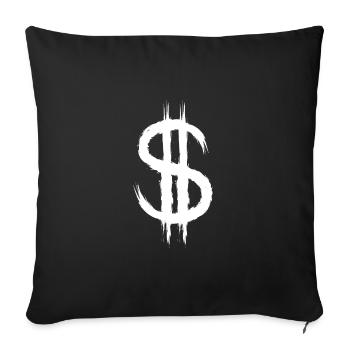 Dollar sign dollar sign money brush over white - Sofa pillowcase 17,3'' x 17,3'' (45 x 45 cm) - black - Front