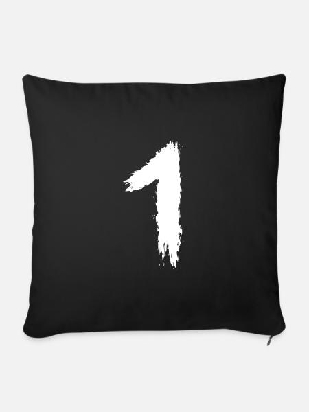 Zahl 1 Nummer Eins - Sofakissenbezug 45 x 45 cm - Schwarz