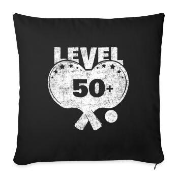 Tennis de table niveau 50+ battes de tennis de table senior - Housse de coussin décorative 45 x 45 cm - noir - Devant