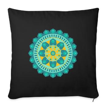 mandala ocean blue yellow - Sofa pillowcase 17,3'' x 17,3'' (45 x 45 cm) - black - Front