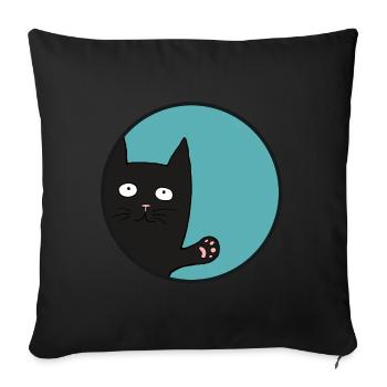Chat noir Chat noir mignon - Housse de coussin décorative 45 x 45 cm - noir - Devant