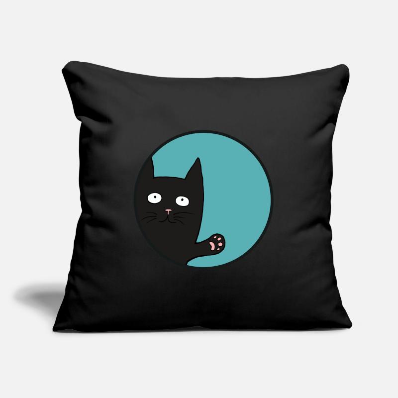Chat noir Chat noir mignon Housse de coussin décorative 45 x 45 cm