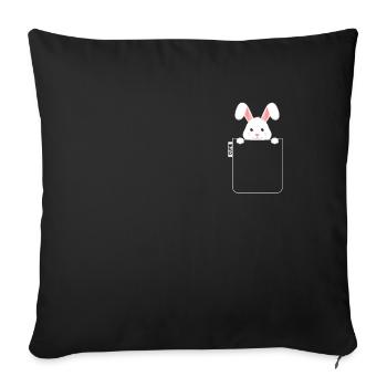 Rabbit in pocket with label - Sofa pillowcase 17,3'' x 17,3'' (45 x 45 cm) - black - Front