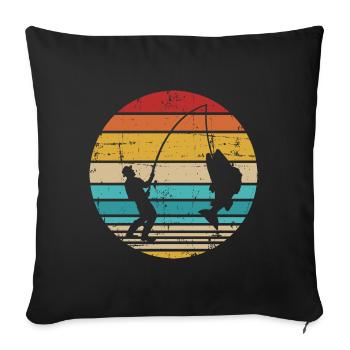 fishing - Sofa pillowcase 17,3'' x 17,3'' (45 x 45 cm) - black - Front