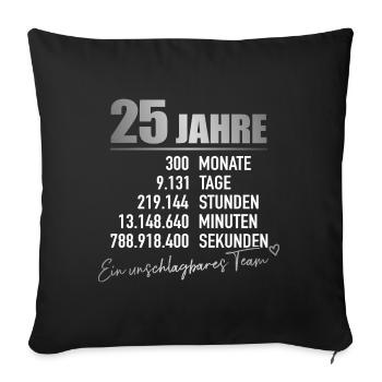 Silberhochzeit - Sofakissenbezug 45 x 45 cm - Schwarz - Vorne