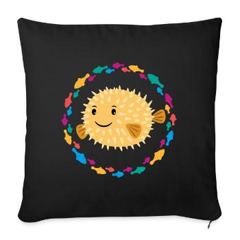 Poisson sphérique - Housse de coussin décorative 45 x 45 cm - noir - Devant