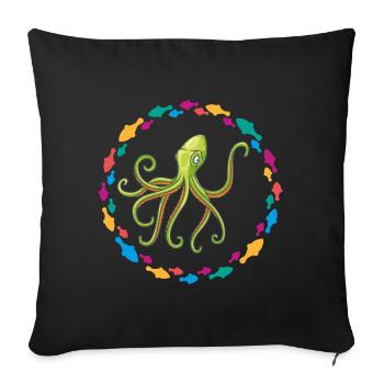 Green octopus octopus - Sofa pillowcase 17,3'' x 17,3'' (45 x 45 cm) - black - Front