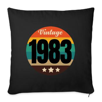 millésime 1983 - Housse de coussin décorative 45 x 45 cm - noir - Devant