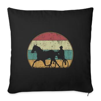 Trabrennen Trabrennsport Vintage Retro - Sofakissenbezug 45 x 45 cm - Schwarz - Vorne