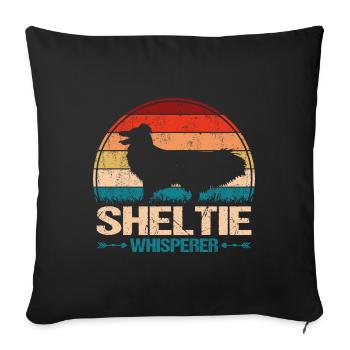 Sheltie Shetland Sheepdog Dog Whisperer - Sofa pillowcase 17,3'' x 17,3'' (45 x 45 cm) - black - Front