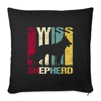 White White Swiss Shepherd Retro - Sofa pillowcase 17,3'' x 17,3'' (45 x 45 cm) - black - Front