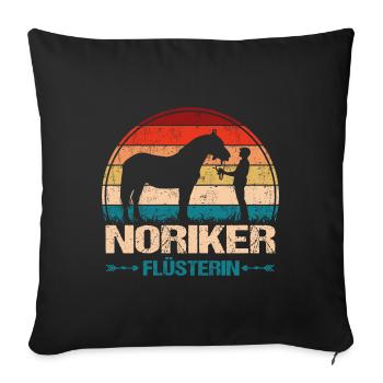 Noriker Pferd Mama Flüsterin - Sofakissenbezug 45 x 45 cm - Schwarz - Vorne